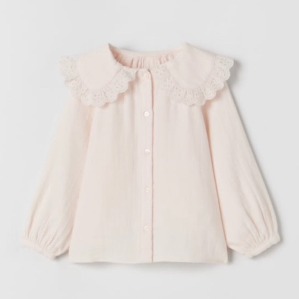 Zara toddler long sleeve Peter Pan eyelet collar blouse
